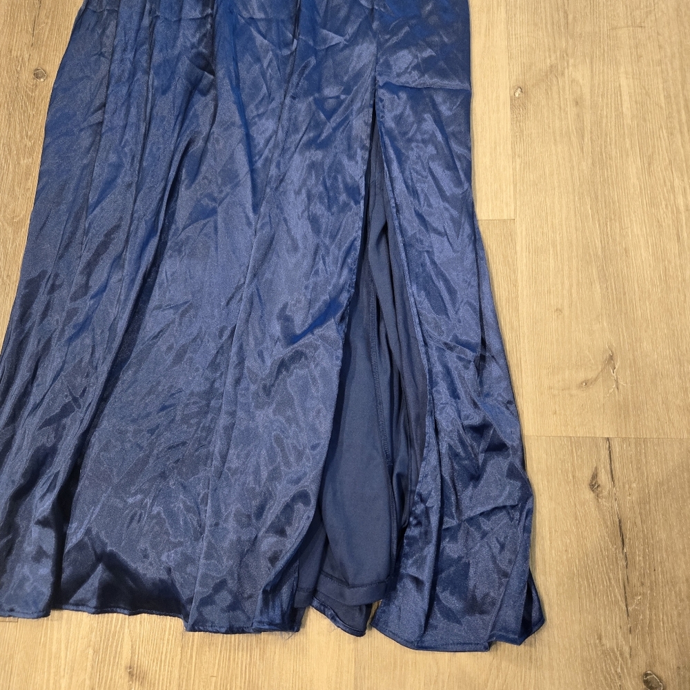 City Studio Formal Gown Dark Blue Beaded Spaghetti Strap Dress Sz 14W NWT - Picture 2 of 6